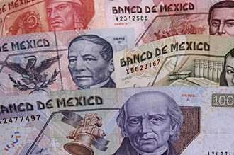 diff&eacute;rents billets du peso du mexique