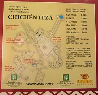 plan de Chich&eacute;n avec prix des guides officiels