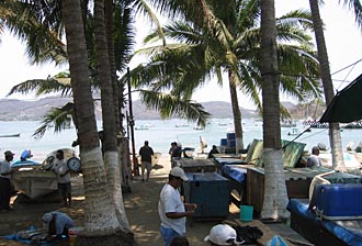 retour de la p&ecirc;che &agrave; Zihuatanejo