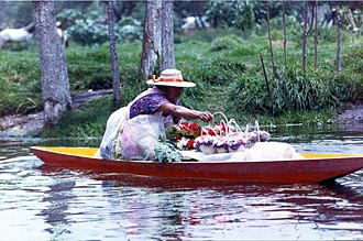 marchande de fleurs aux Jardins flottants de Xochimilco