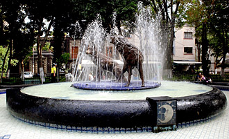 jardin del centenario avec la fontaine des coyotes