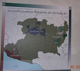 carte des villages indig&egrave;nes du Michoac&aacute;n