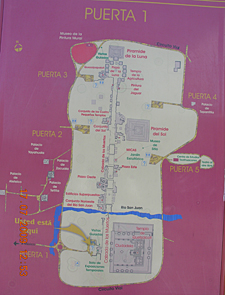 plan &agrave; l'entr&eacute;e de Teotihuac&aacute;n
