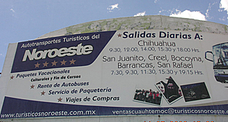 panneau de la cie de bus Noroeste &agrave; Chihuahua