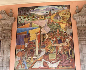 fresque de Diego Rivera dans le palais national
