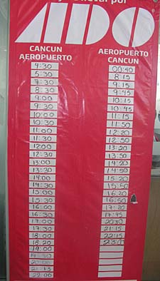 horaires d'Ado sur l'a&eacute;roport ou de l'a&eacute;roport de Cancun
